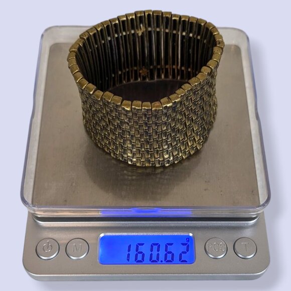 Textured Brass Tone Stretch Bracelet - Picture 4 of 4